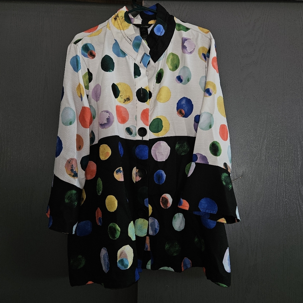 Ali Miles Multicolor Polka Dot Top